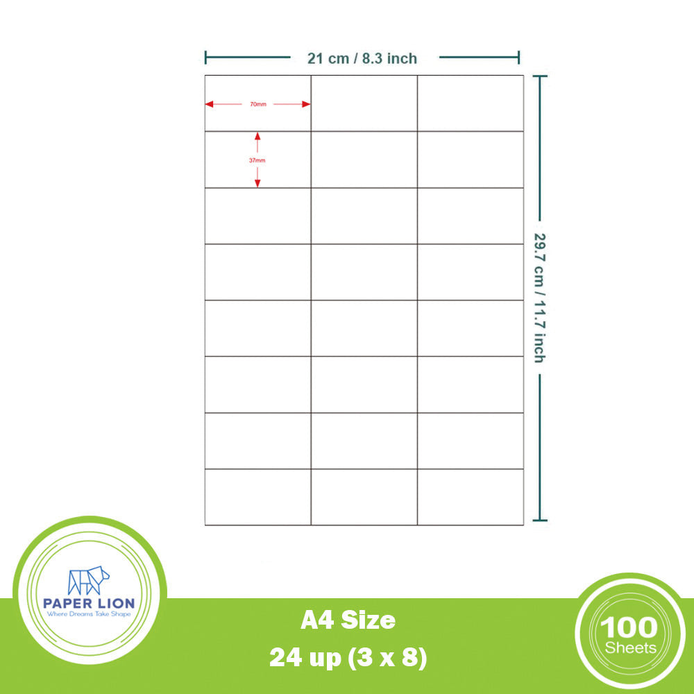 Paper Lion 24 Up A4 Self-Adhesive Labels 100 Sheets