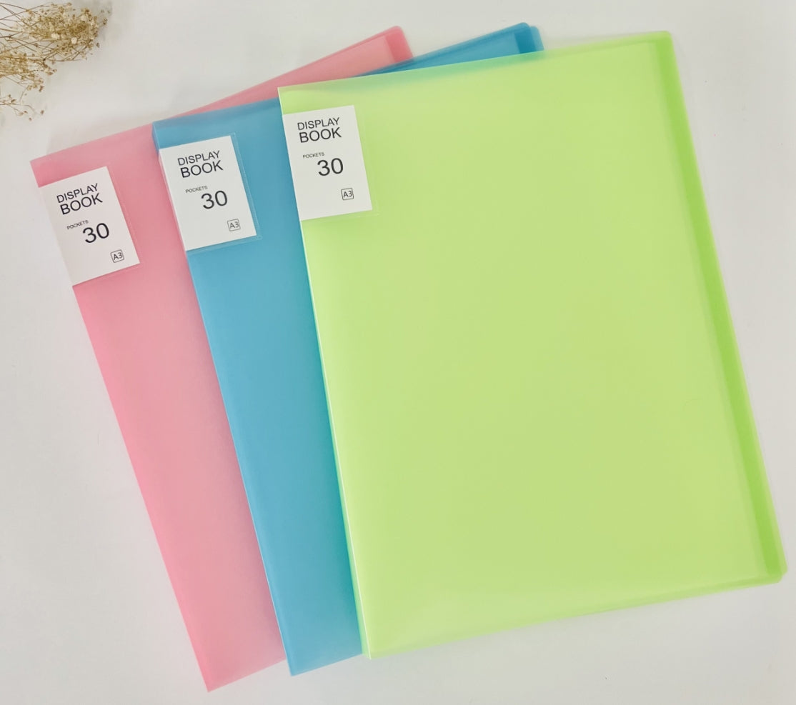 A3 Size 30 Pockets Files with Plastic Hard Cover for A3 Documents Set of 2