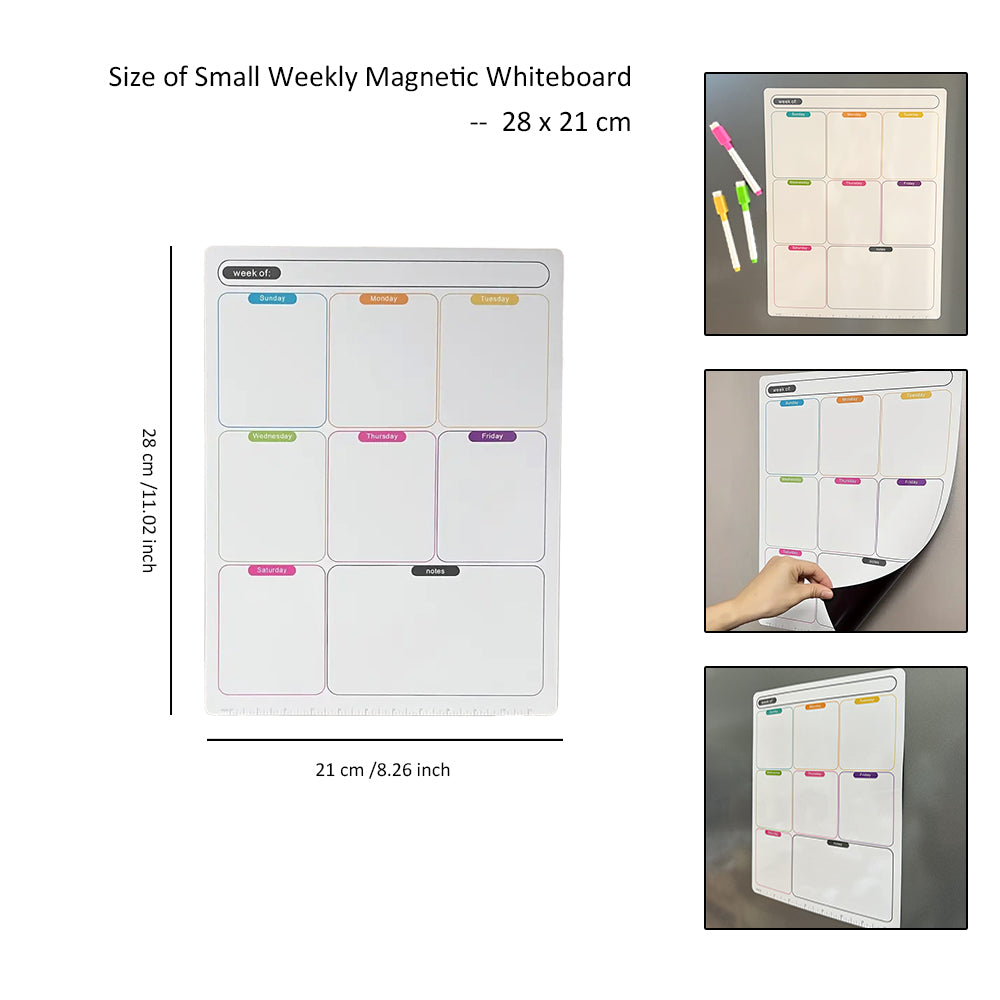 3 pcs Soft Fridge Magnetic Planner set with 8 color White Board Marker
