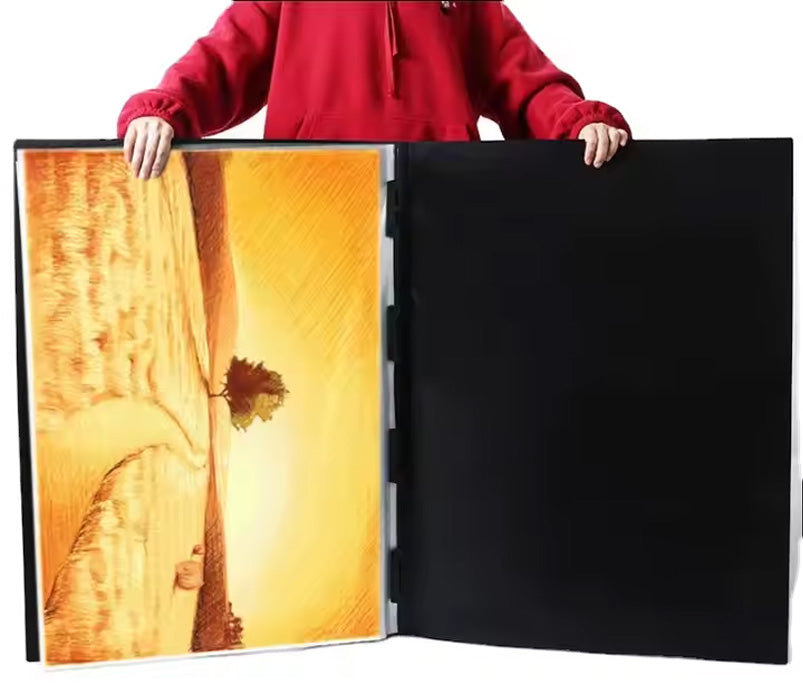 Black A1 Size 8 Pockets Files with Plastic Hard Cover for A1 Artwork/Plan