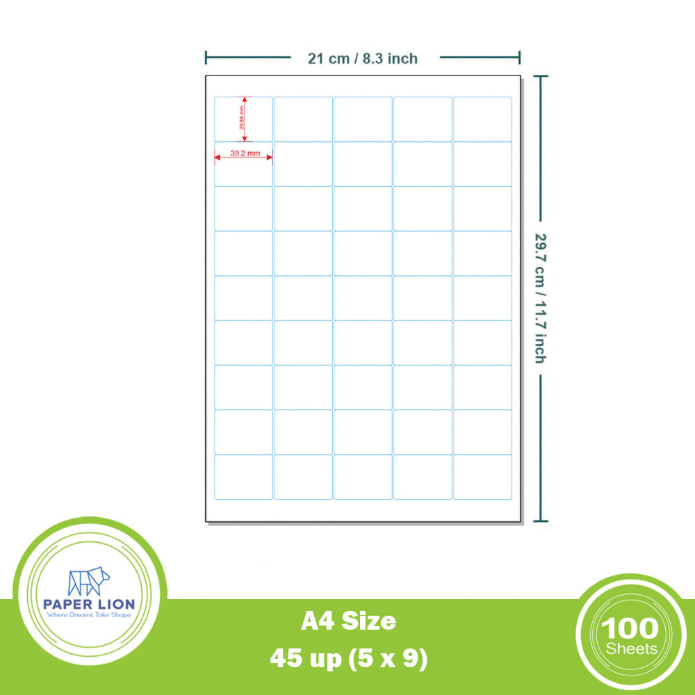 Paper Lion 45 Up A4 Self-Adhesive Labels 100 Sheets