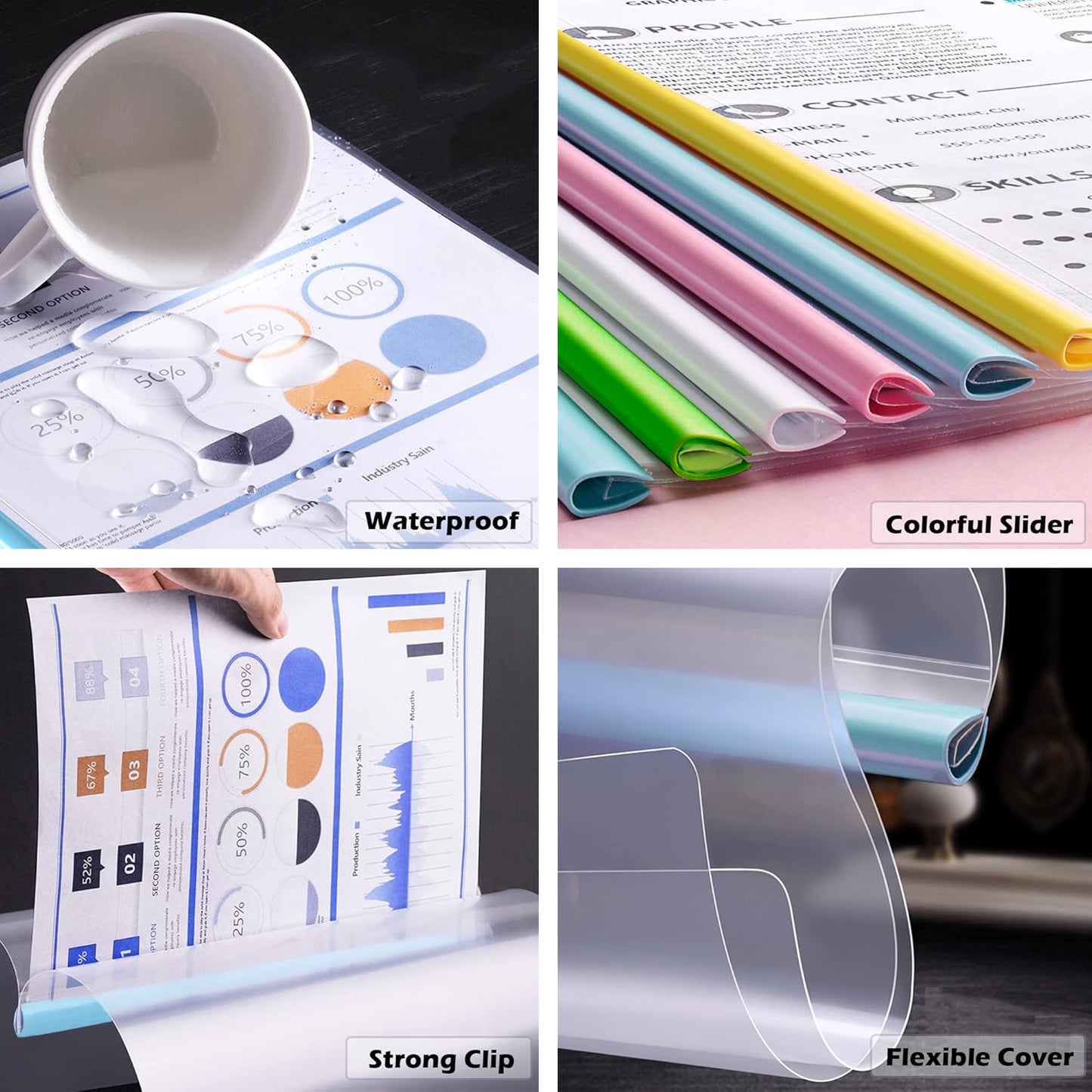 10 pcs A4 Slide Drop Grip Binder Cover - Colourful Collection