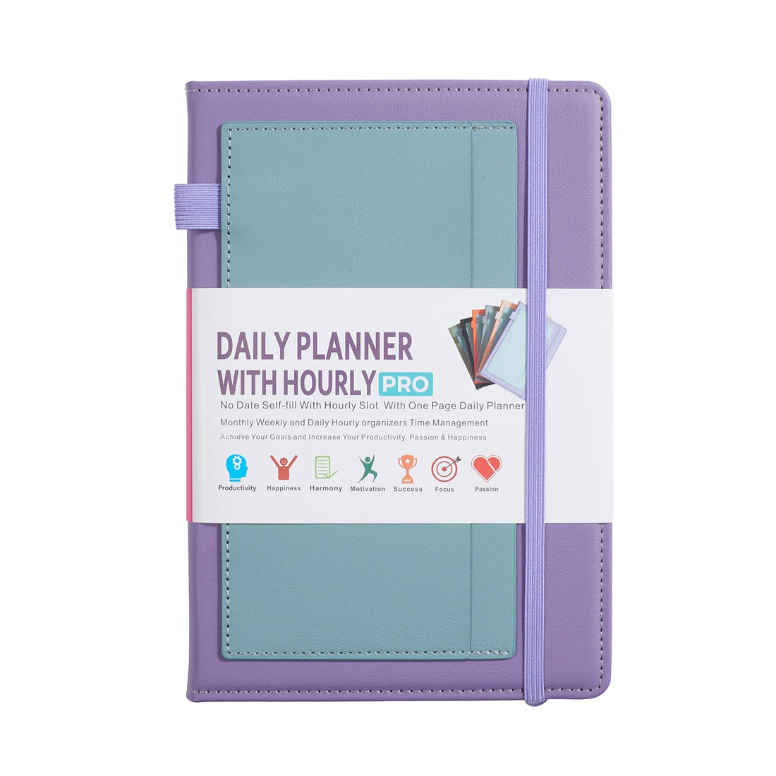 Paper Lion A5 PU Leather Cover Daily/Hourly Planner Book with stickers