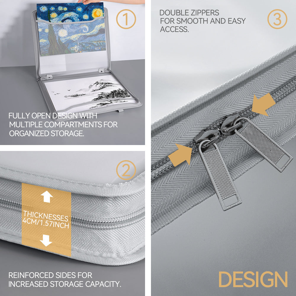 Portable Zipper Art Storage Bag for A3 files/Painting/Portfolio