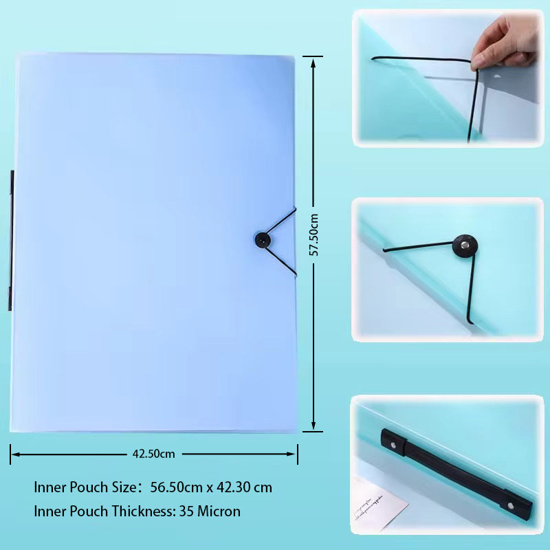4K paper size Hard Plastic Cover Artwork/Portfolio Organizing Folder with Handle