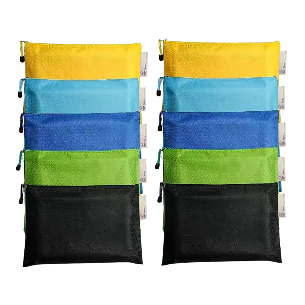 Paper Lion 10pcs A4 Honeycomb Pattern Waterproof Zipper File Bags