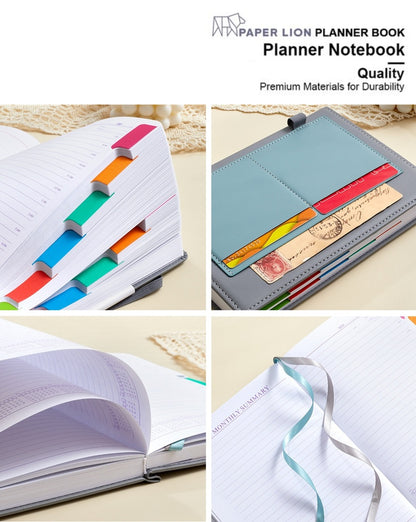 Paper Lion A5 PU Leather Cover Daily/Hourly Planner Book with stickers