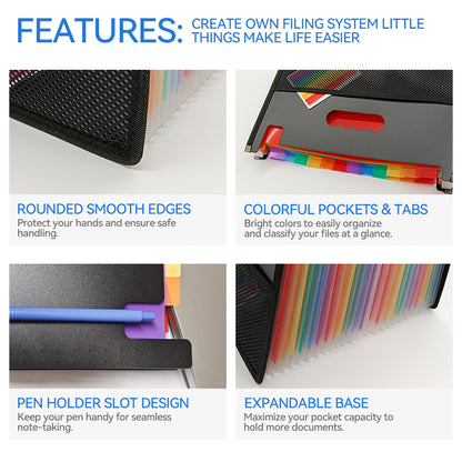 Expandable File Organizer with Multicolor Dividers, Open Top Design