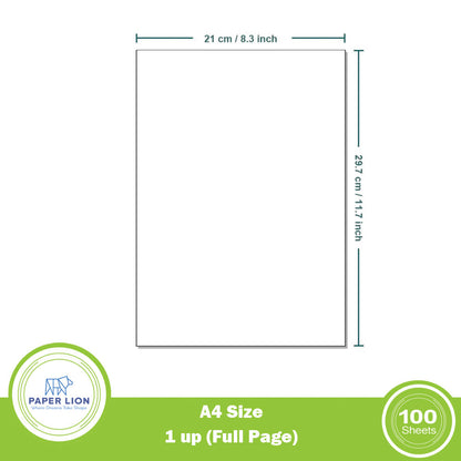 Paper Lion 1 Up A4 Self-Adhesive Labels 100 Sheets