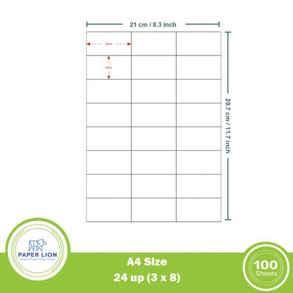 Paper Lion 24 Up A4 Self-Adhesive Labels 100 Sheets