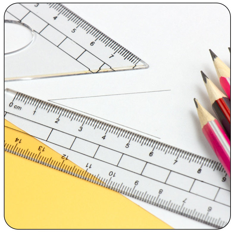 7 Pieces Complete Geometry Maths Set with Metal Compass - Set of 2