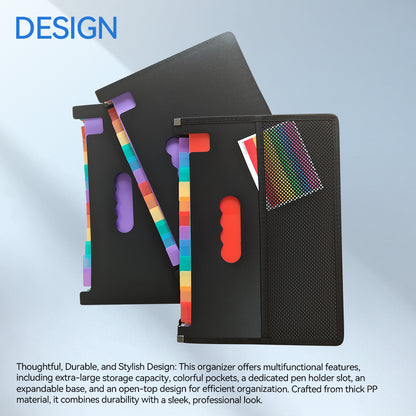 Expandable File Organizer with Multicolor Dividers, Open Top Design