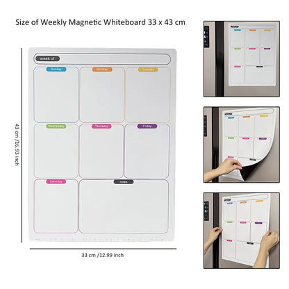 3 pcs Soft Fridge Magnetic Planner set with 8 color White Board Marker