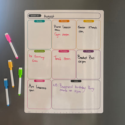 3 pcs Soft Fridge Magnetic Planner set with 8 color White Board Marker