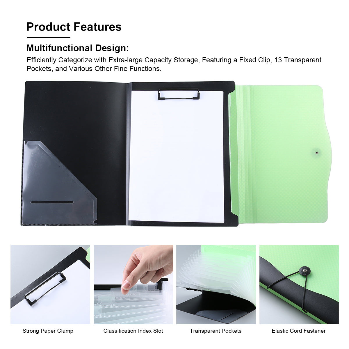 12-Divider Expanding Accordion file with Clip Board