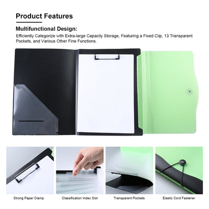 12-Divider Expanding Accordion file with Clip Board