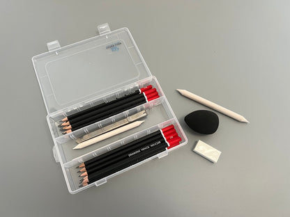 21-Piece Sketching Pencil Set with Blending Stumps, Eraser & Knife