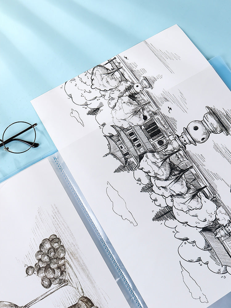A3 Size 40 Pockets Files with Plastic Hard Cover for A3 Artwork/Documents