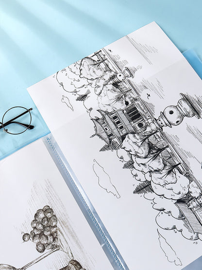 A3 Size 40 Pockets Files with Plastic Hard Cover for A3 Artwork/Documents