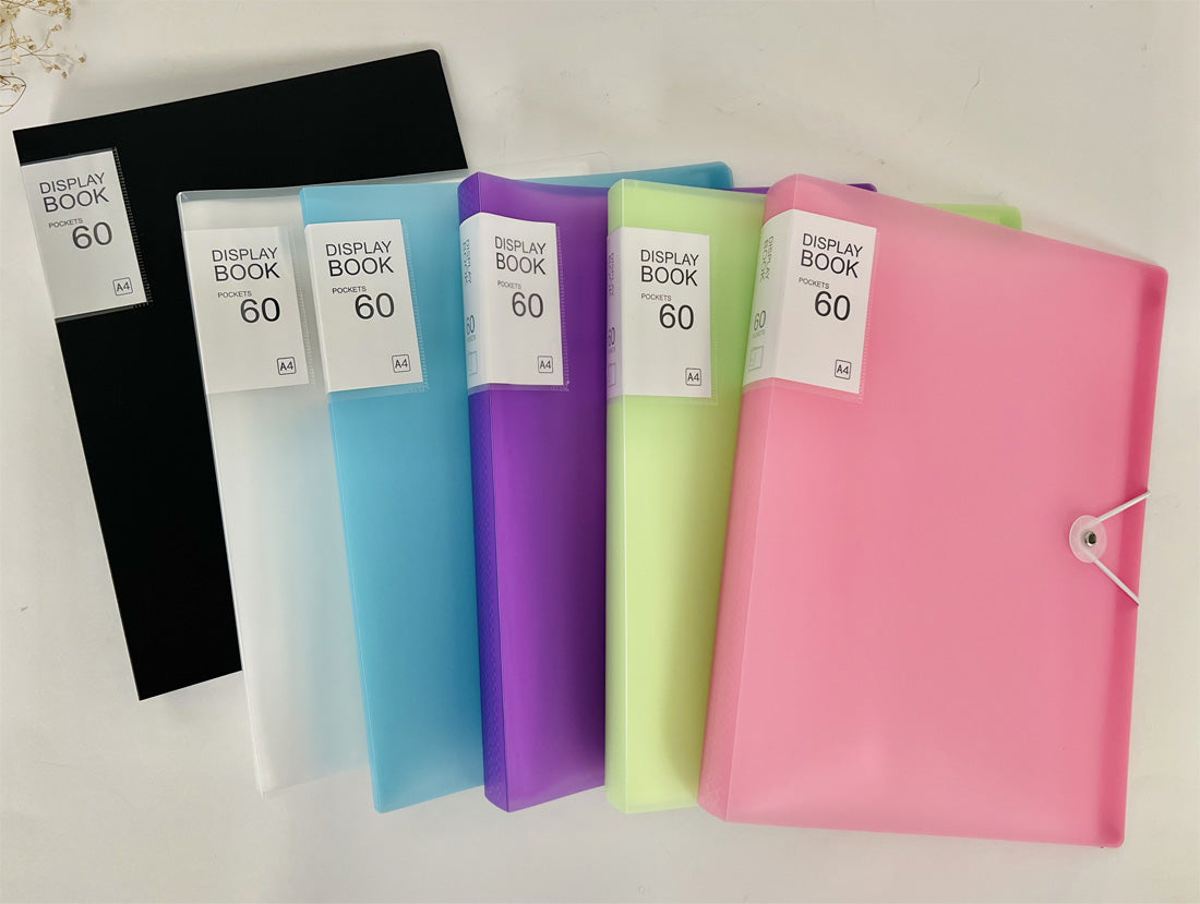 A4 size 60-Pocket File with Plastic Cover and Elastic Band Closure Set of 2