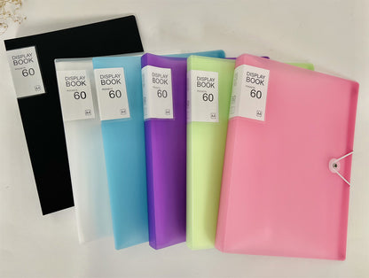 A4 size 60-Pocket File with Plastic Cover and Elastic Band Closure Set of 2