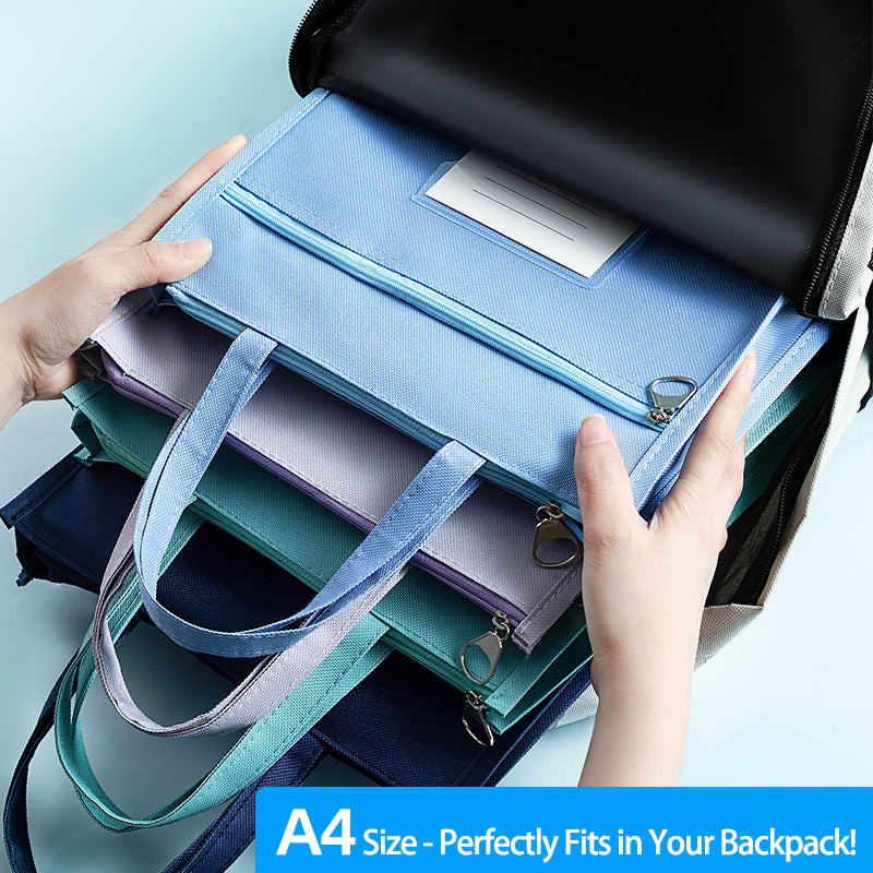A4 Double Layer Canvas Waterproof Tote Bag with Handles