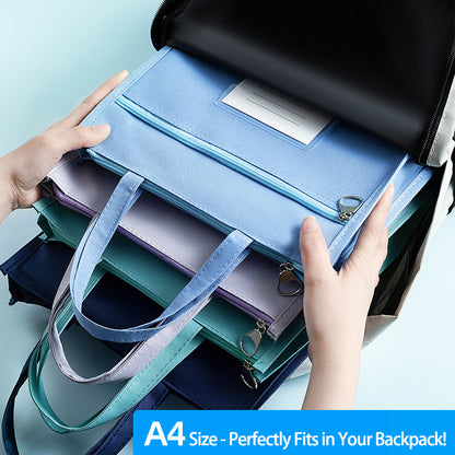 A4 Double Layer Canvas Waterproof Tote Bag with Handles