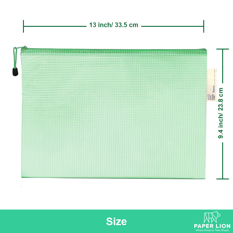 10 Pcs A4 Macaron Color Mesh Files Zip Lock Bag
