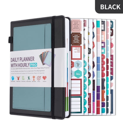 Paper Lion A5 PU Leather Cover Daily/Hourly Planner Book with stickers