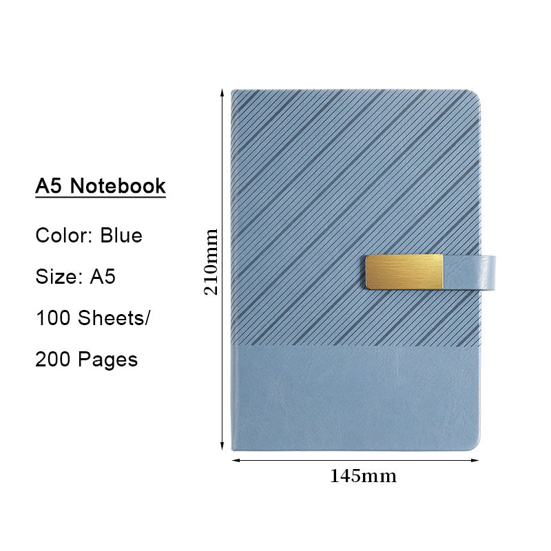 Paper Lion PU Leather Hard Cover A5 Notebook - Diagonal Stripe Pattern