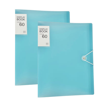 A4 size 60-Pocket File with Plastic Cover and Elastic Band Closure Set of 2