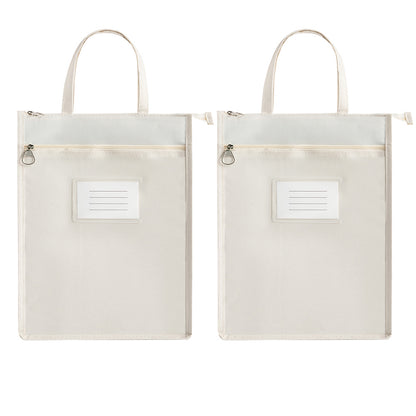A4 Double Layer Canvas Waterproof Tote Bag with Handles