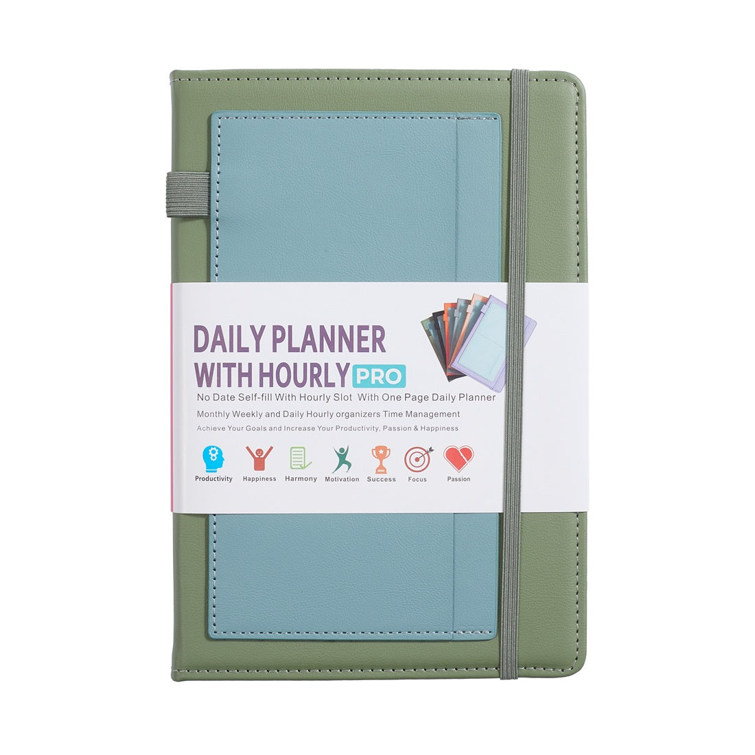Paper Lion A5 PU Leather Cover Daily/Hourly Planner Book with stickers