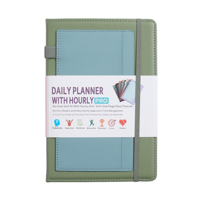 Paper Lion A5 PU Leather Cover Daily/Hourly Planner Book with stickers