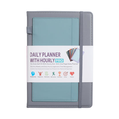 Paper Lion A5 PU Leather Cover Daily/Hourly Planner Book with stickers