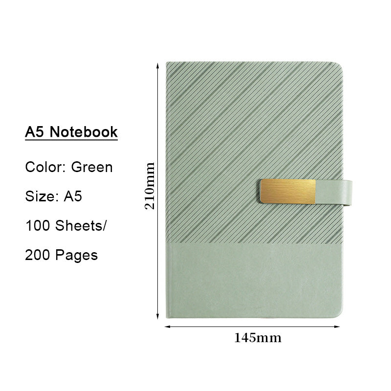 Paper Lion PU Leather Hard Cover A5 Notebook - Diagonal Stripe Pattern