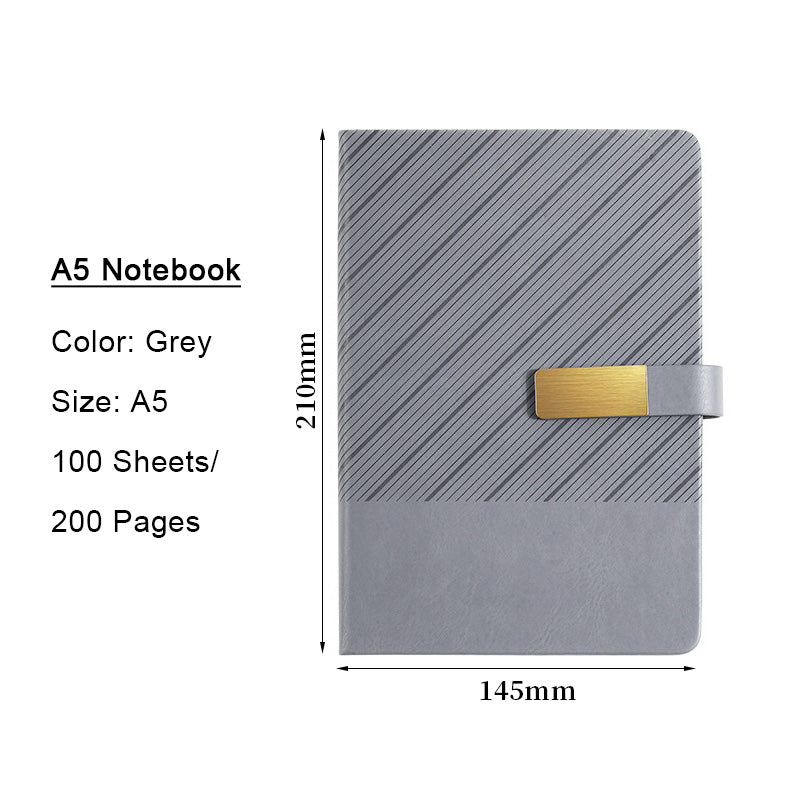 Paper Lion PU Leather Hard Cover A5 Notebook - Diagonal Stripe Pattern