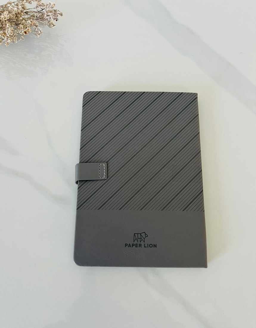 Paper Lion PU Leather Hard Cover A5 Notebook - Diagonal Stripe Pattern