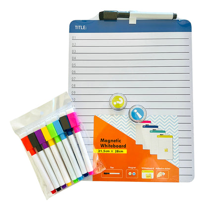 Magnetic Wipe-off Notepad Set with 8 Colored Markers
