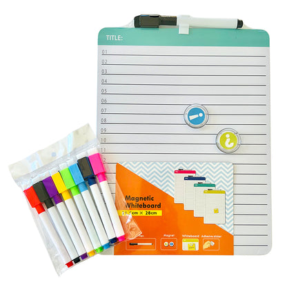 Magnetic Wipe-off Notepad Set with 8 Colored Markers