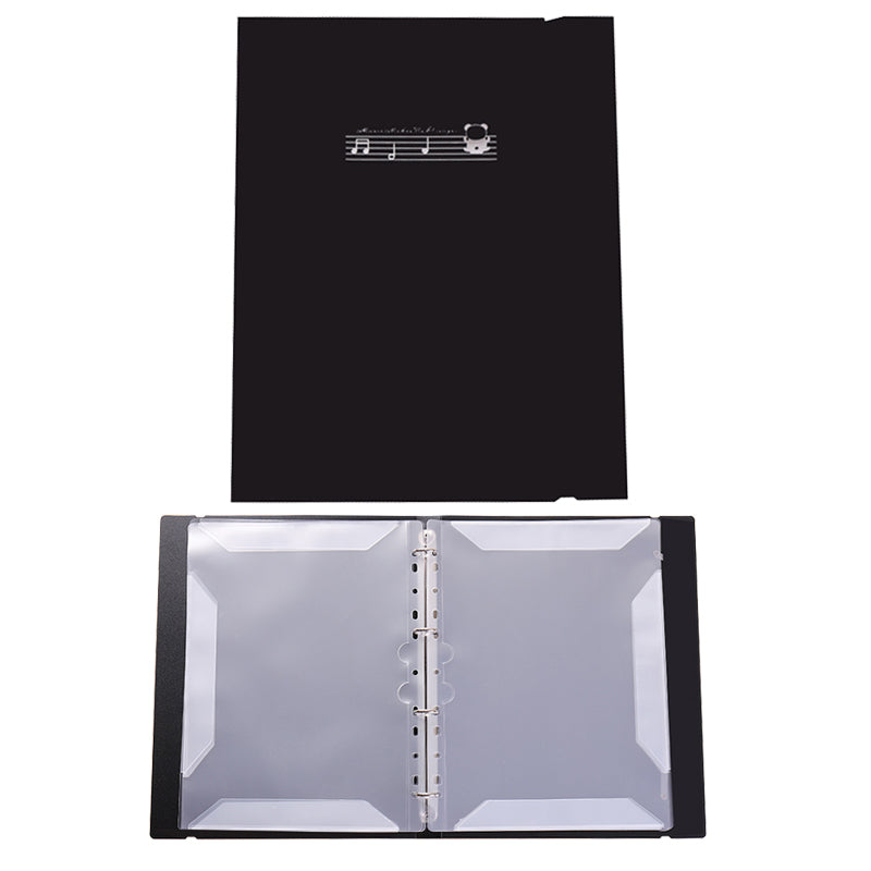 A4 Music Score Folder with 4 Ring Stainless Steel Binders & Sleeve Pockets