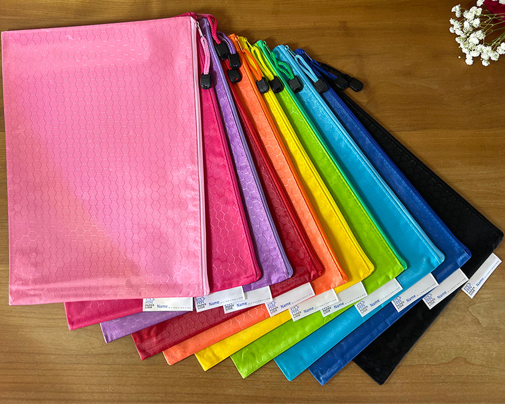 Paper Lion 10pcs A4 Honeycomb Pattern Waterproof Zipper File Bags