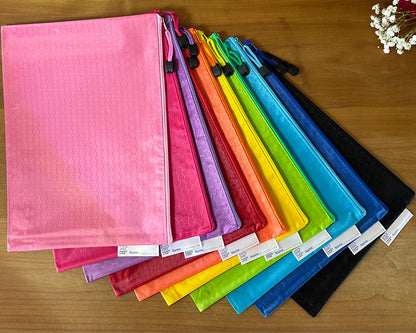 Paper Lion 10pcs A4 Honeycomb Pattern Waterproof Zipper File Bags