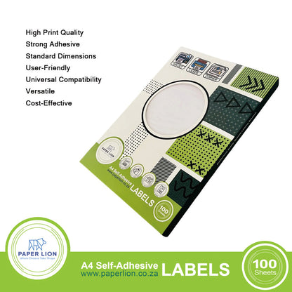 Paper Lion 1 Up A4 Self-Adhesive Labels 100 Sheets