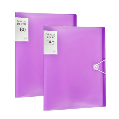 A4 size 60-Pocket File with Plastic Cover and Elastic Band Closure Set of 2