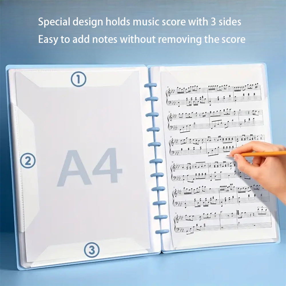 A4 Music Score Folder with Special Binders & Easy Edit Sleeve Pockets