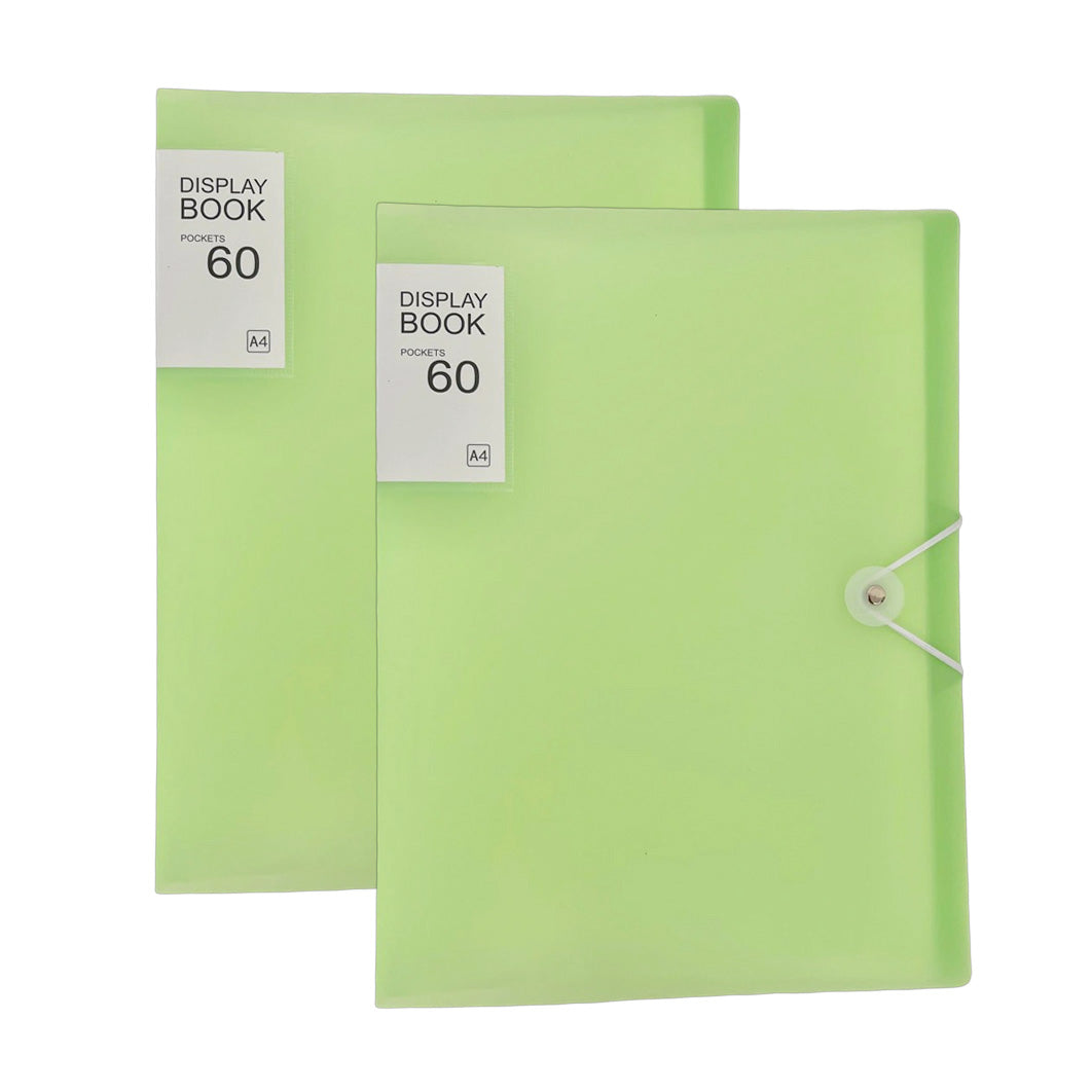 A4 size 60-Pocket File with Plastic Cover and Elastic Band Closure Set of 2