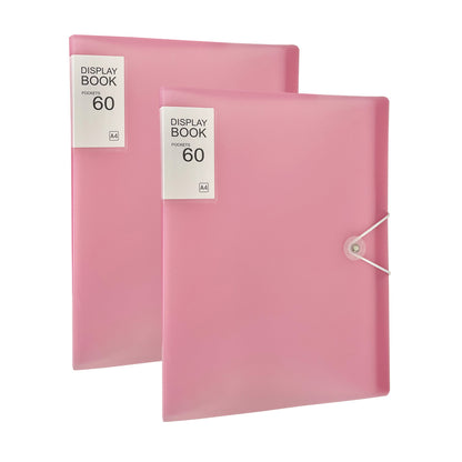 A4 size 60-Pocket File with Plastic Cover and Elastic Band Closure Set of 2